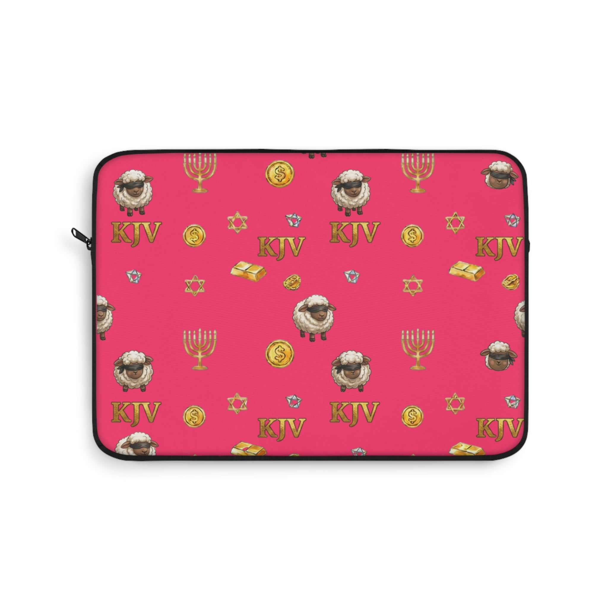 Lost Sheep of the House of Israel Laptop Sleeve — Pink Revelation 2:9 KJV Manarah & Shield of David Design