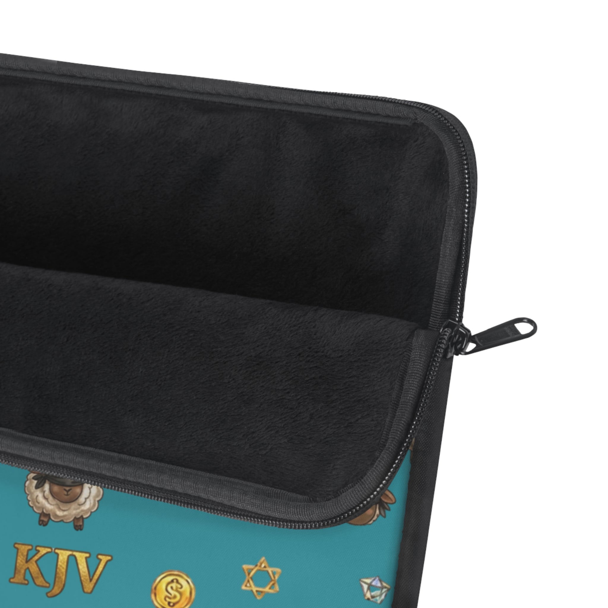 Revelation 2v9 KJV Pattern Laptop Sleeve — Teal Manarah & Sheep Design