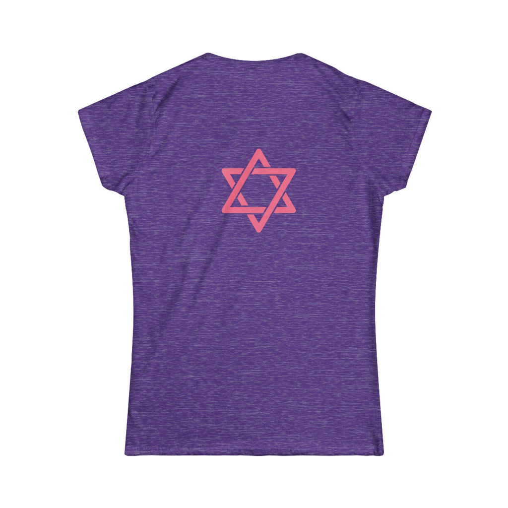 Women's Tee — 'Israelite Princess' Retro Girl Graphic T-Shirt (Pink Shield of David Back)