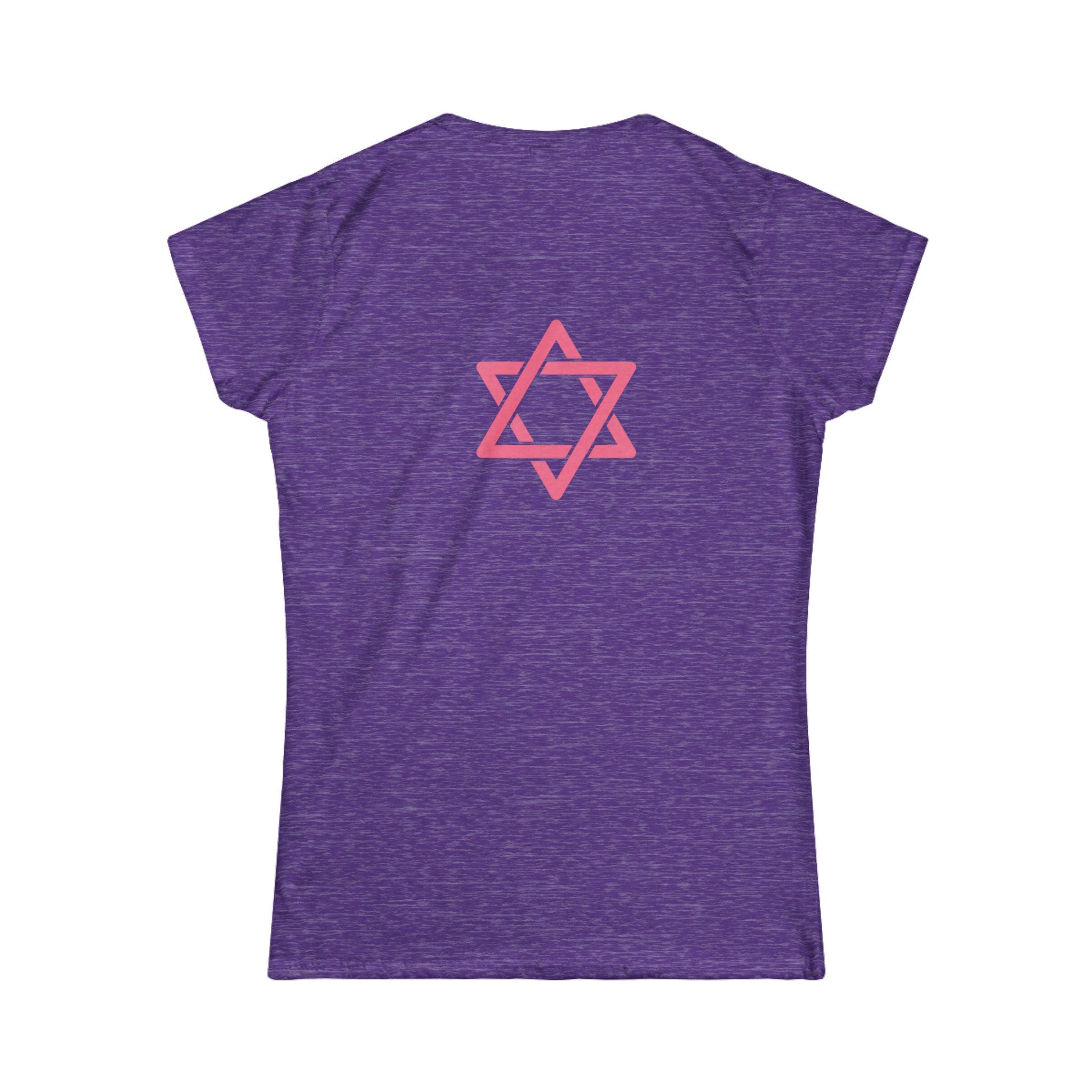 Women's Tee — 'Israelite Princess' Retro Girl Graphic T-Shirt (Pink Shield of David Back)
