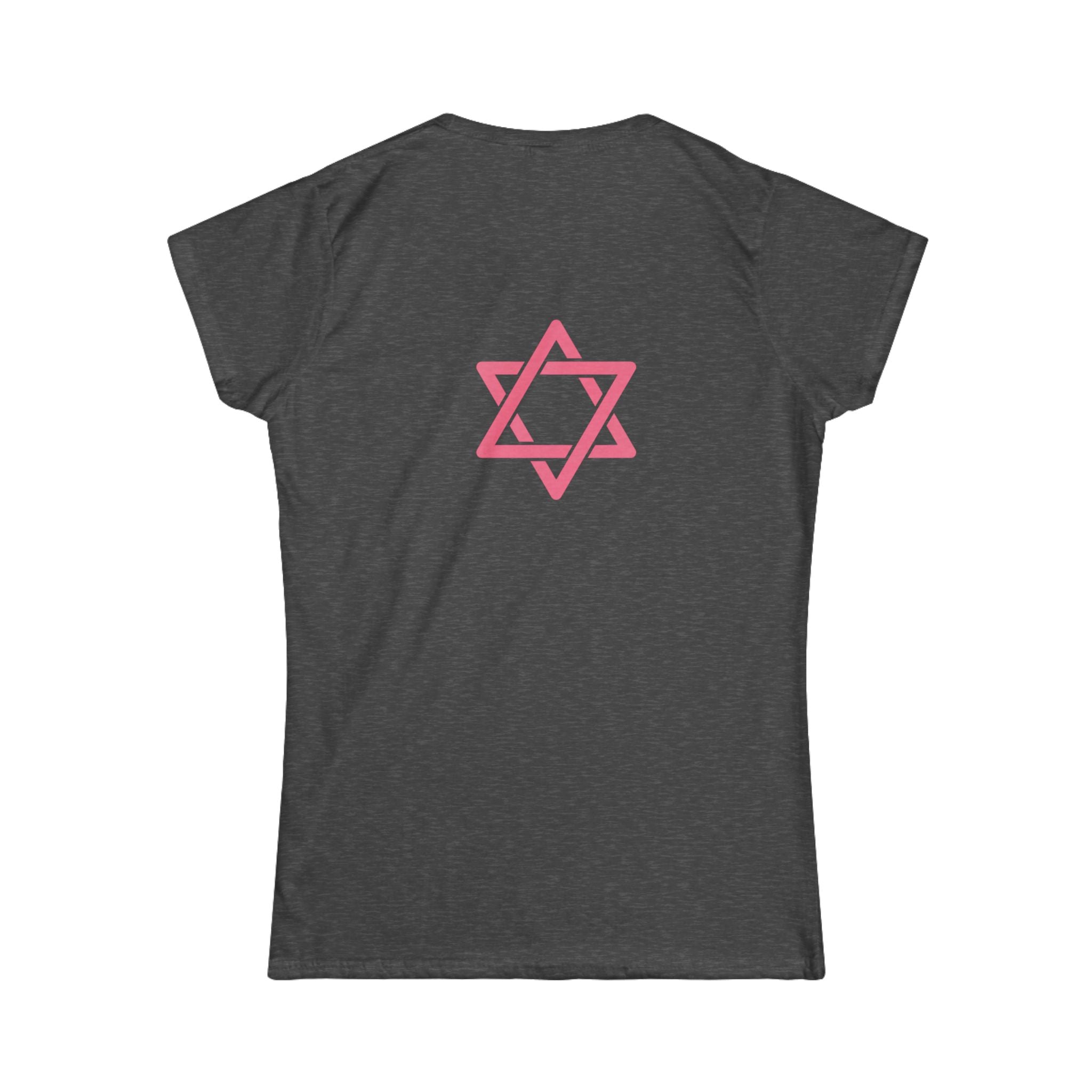 Women's Tee — 'Israelite Princess' Retro Girl Graphic T-Shirt (Pink Shield of David Back)