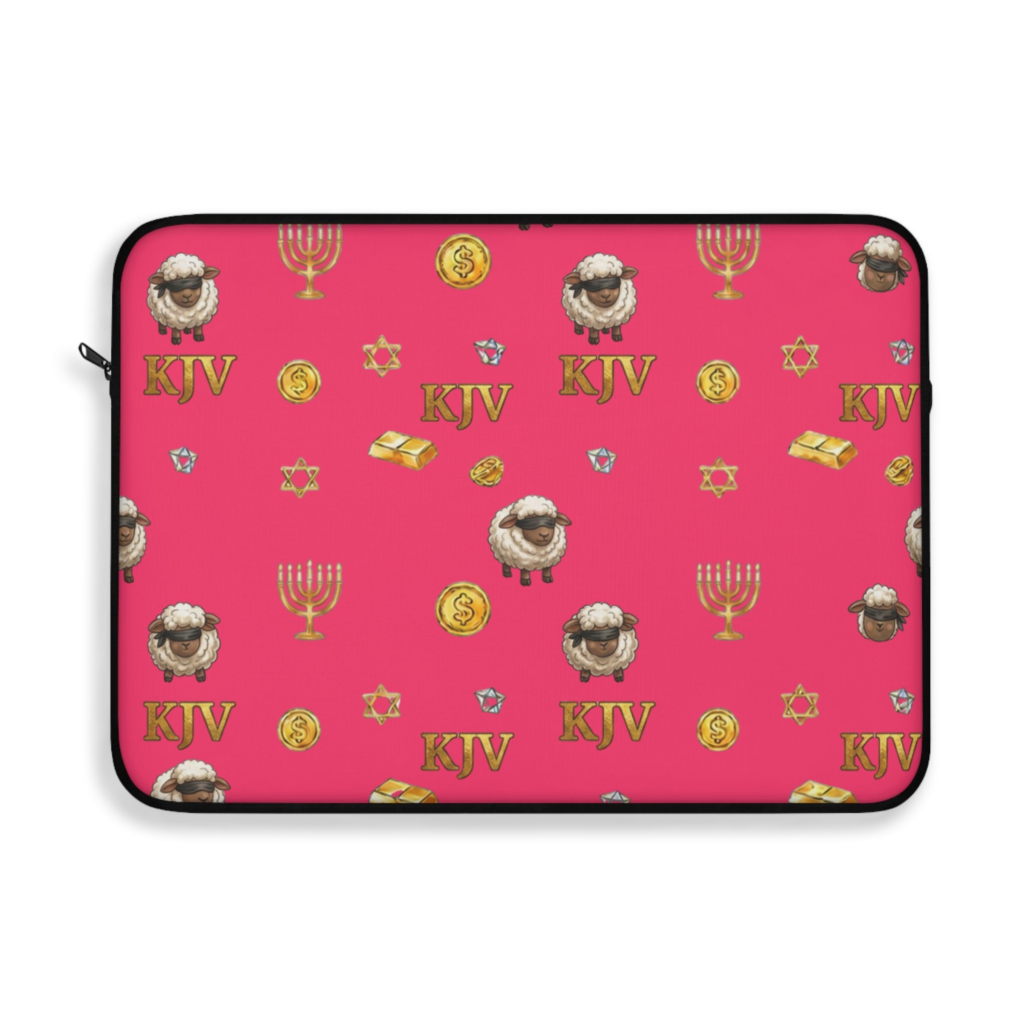 Lost Sheep of the House of Israel Laptop Sleeve — Pink Revelation 2:9 KJV Manarah & Shield of David Design