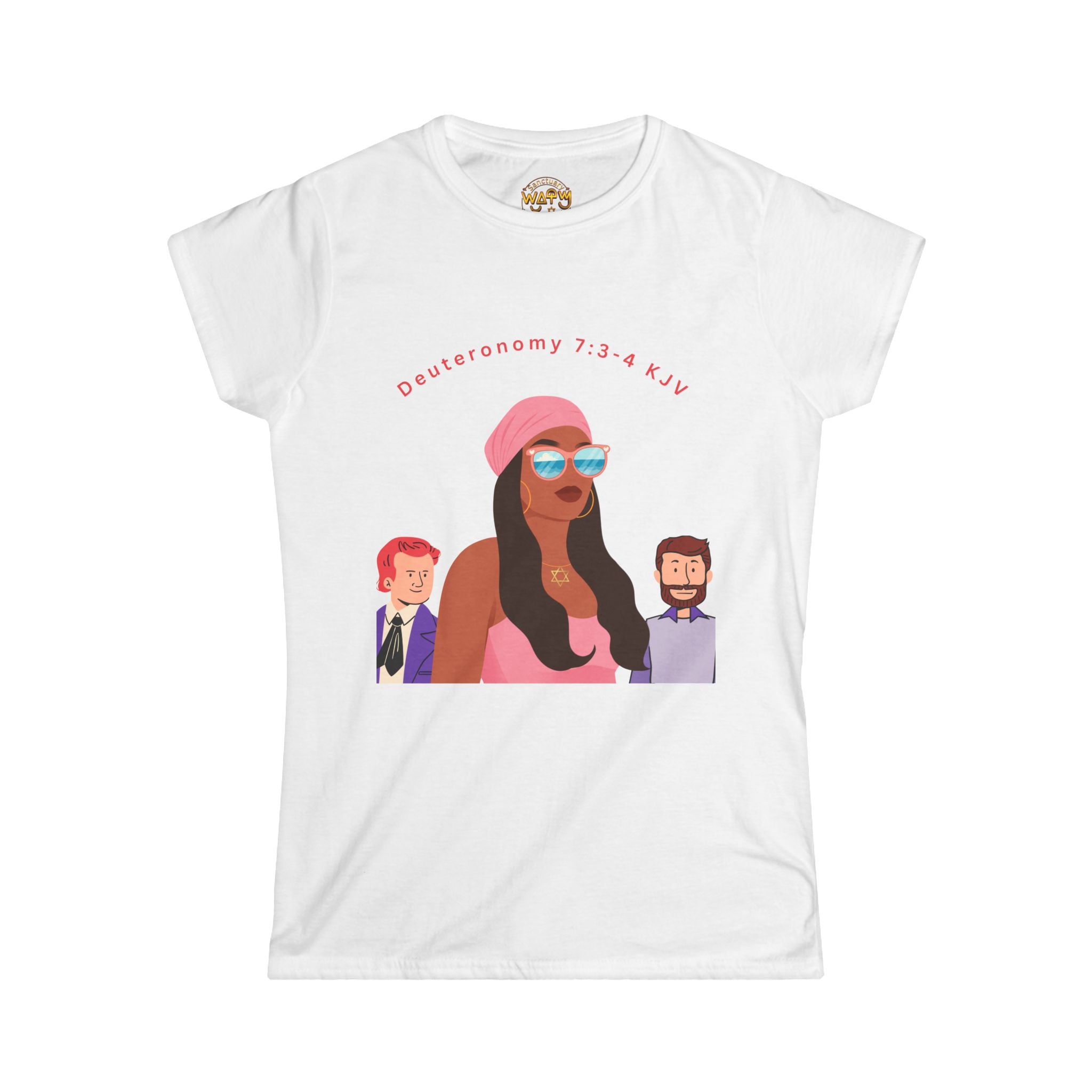 Women's Tee — 'Israelite Princess' Retro Girl Graphic T-Shirt (Pink Shield of David Back)