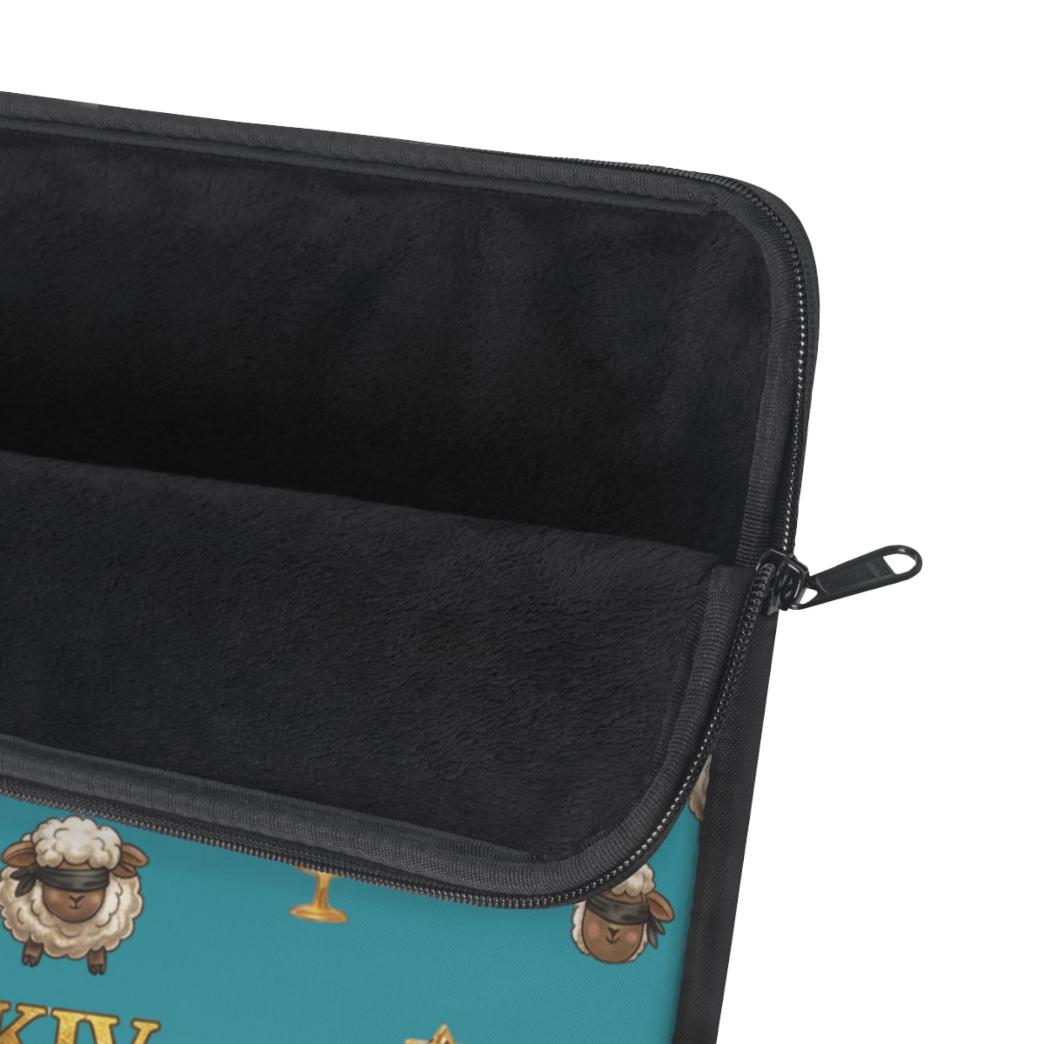 Revelation 2v9 KJV Pattern Laptop Sleeve — Teal Manarah & Sheep Design