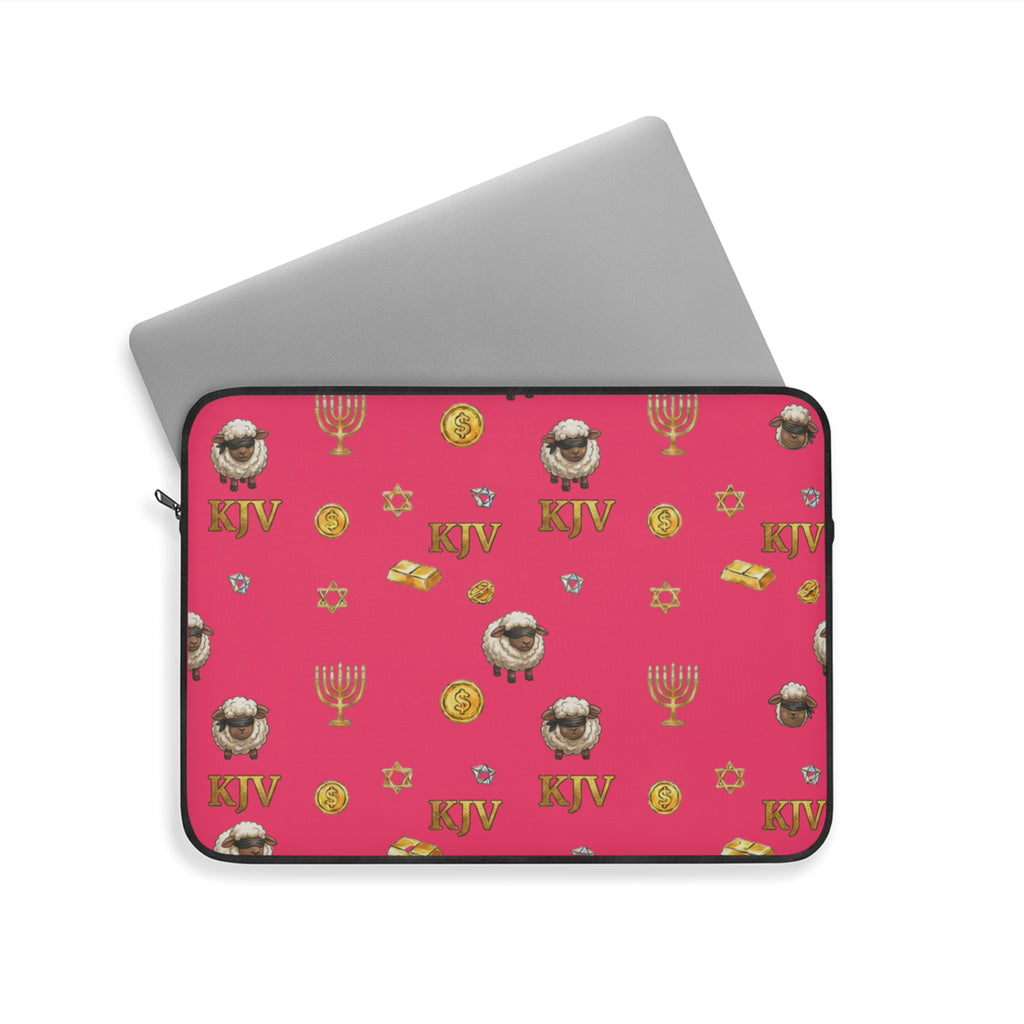 Lost Sheep of the House of Israel Laptop Sleeve — Pink Revelation 2:9 KJV Manarah & Shield of David Design