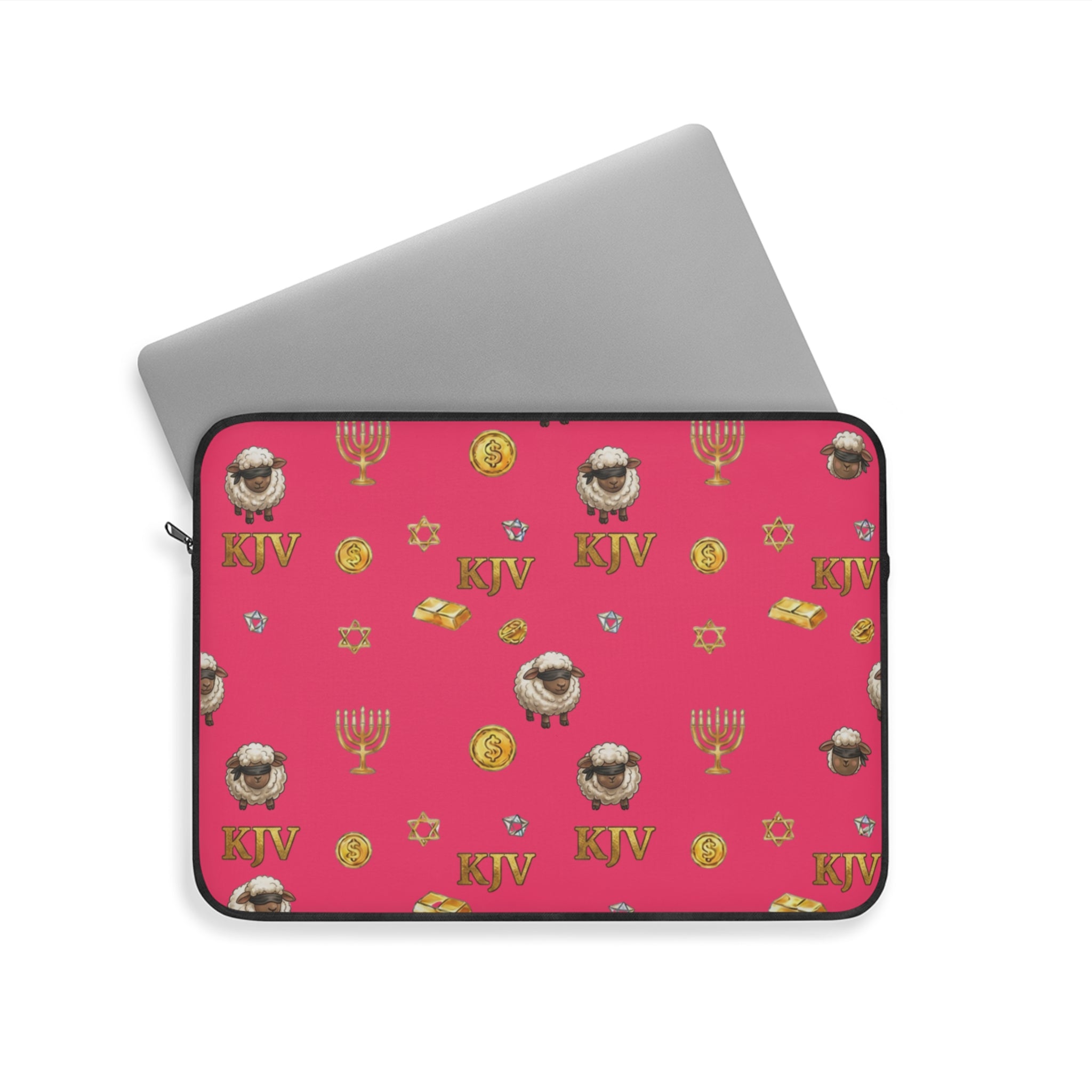 Lost Sheep of the House of Israel Laptop Sleeve — Pink Revelation 2:9 KJV Manarah & Shield of David Design