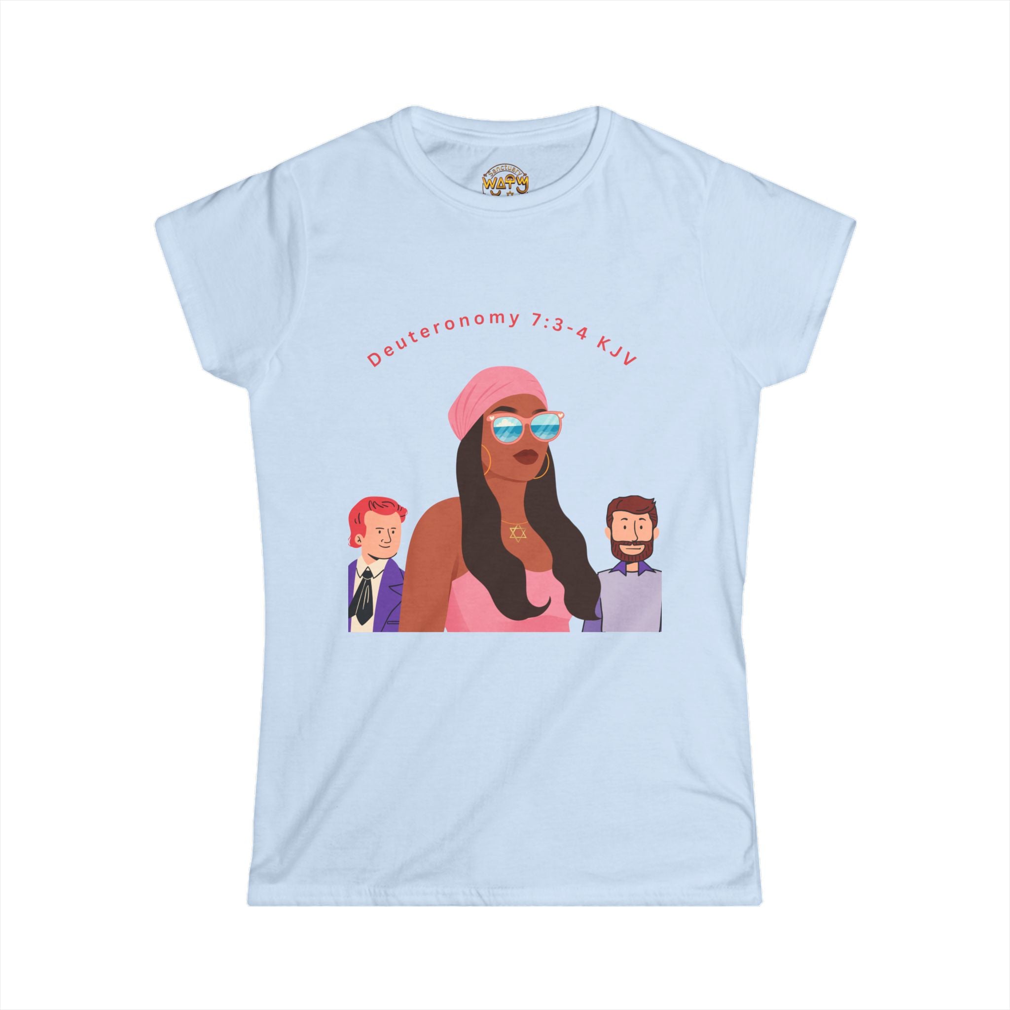 Women's Tee — 'Israelite Princess' Retro Girl Graphic T-Shirt (Pink Shield of David Back)