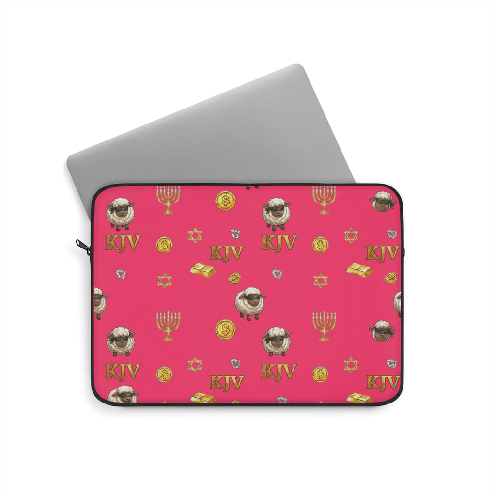 Lost Sheep of the House of Israel Laptop Sleeve — Pink Revelation 2:9 KJV Manarah & Shield of David Design