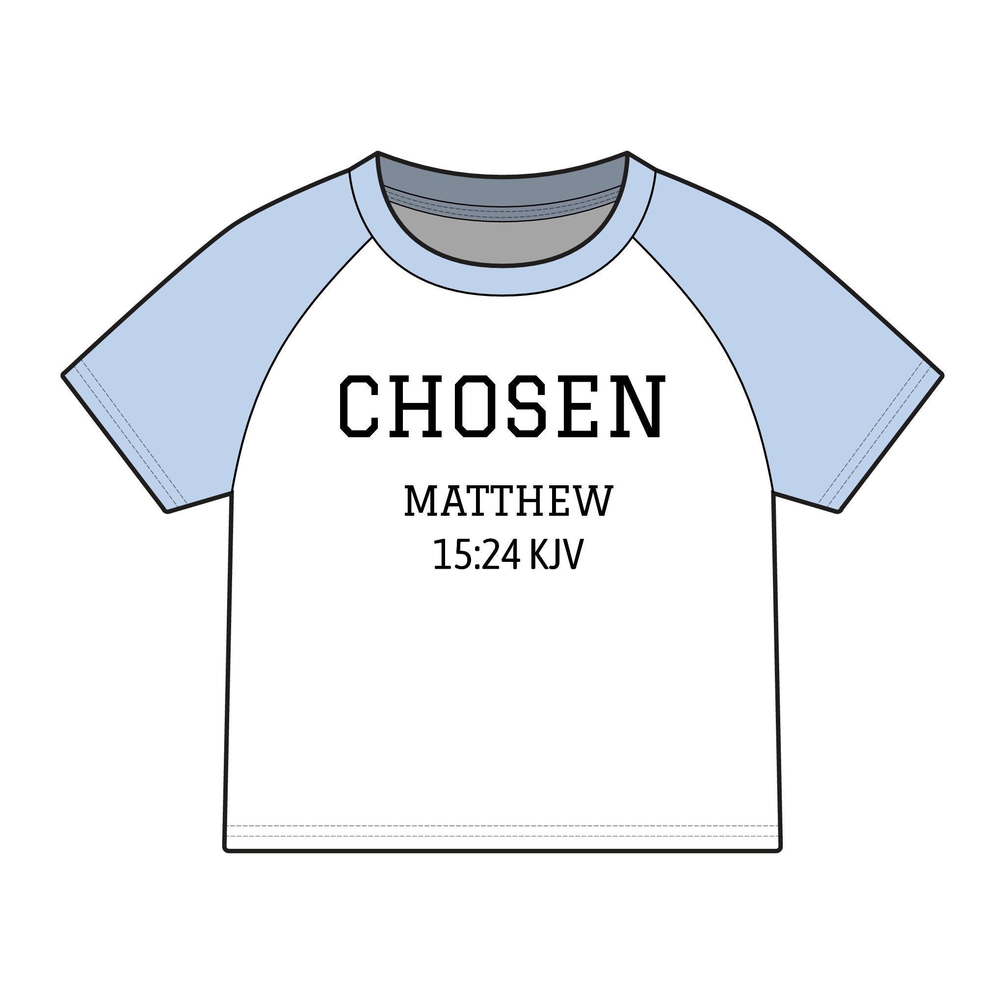 Chosen Raglan Tee — 'Chosen' Matthew 15:24 KJV Ethnic Baby Tee