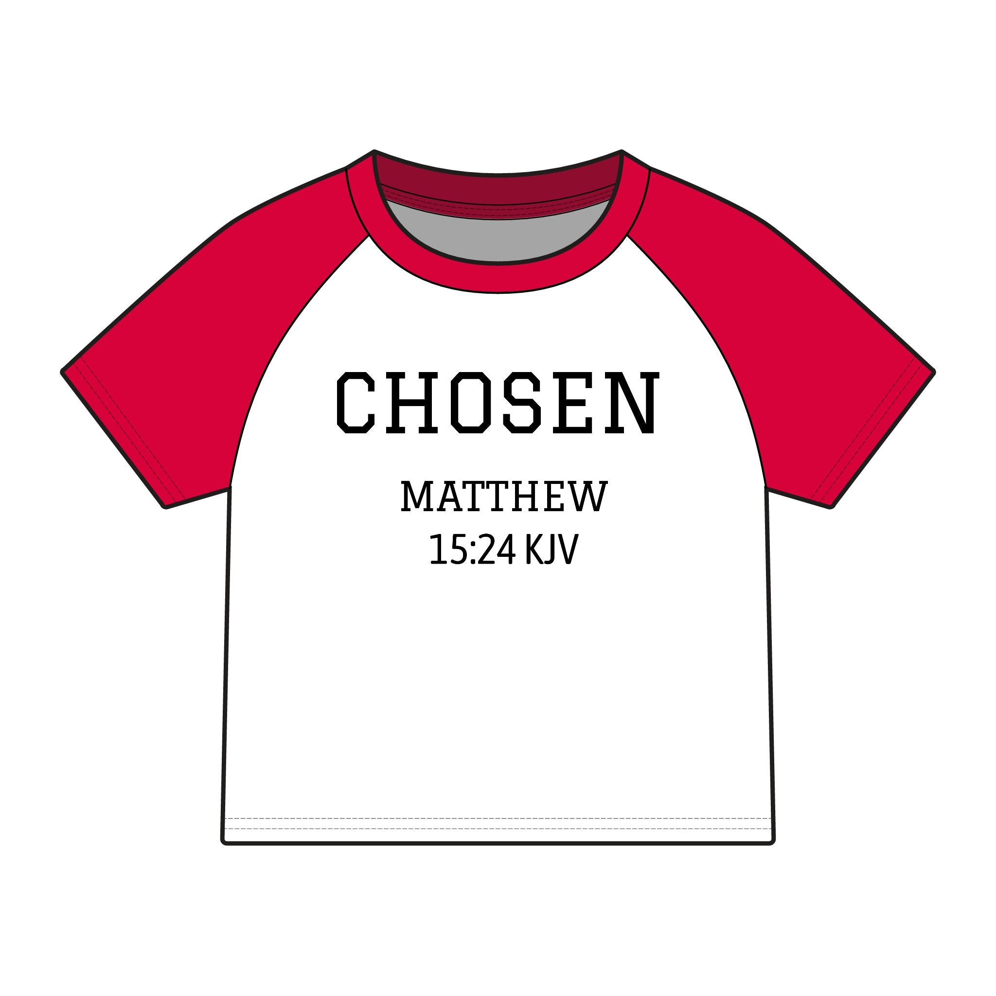 Chosen Raglan Tee — 'Chosen' Matthew 15:24 KJV Ethnic Baby Tee