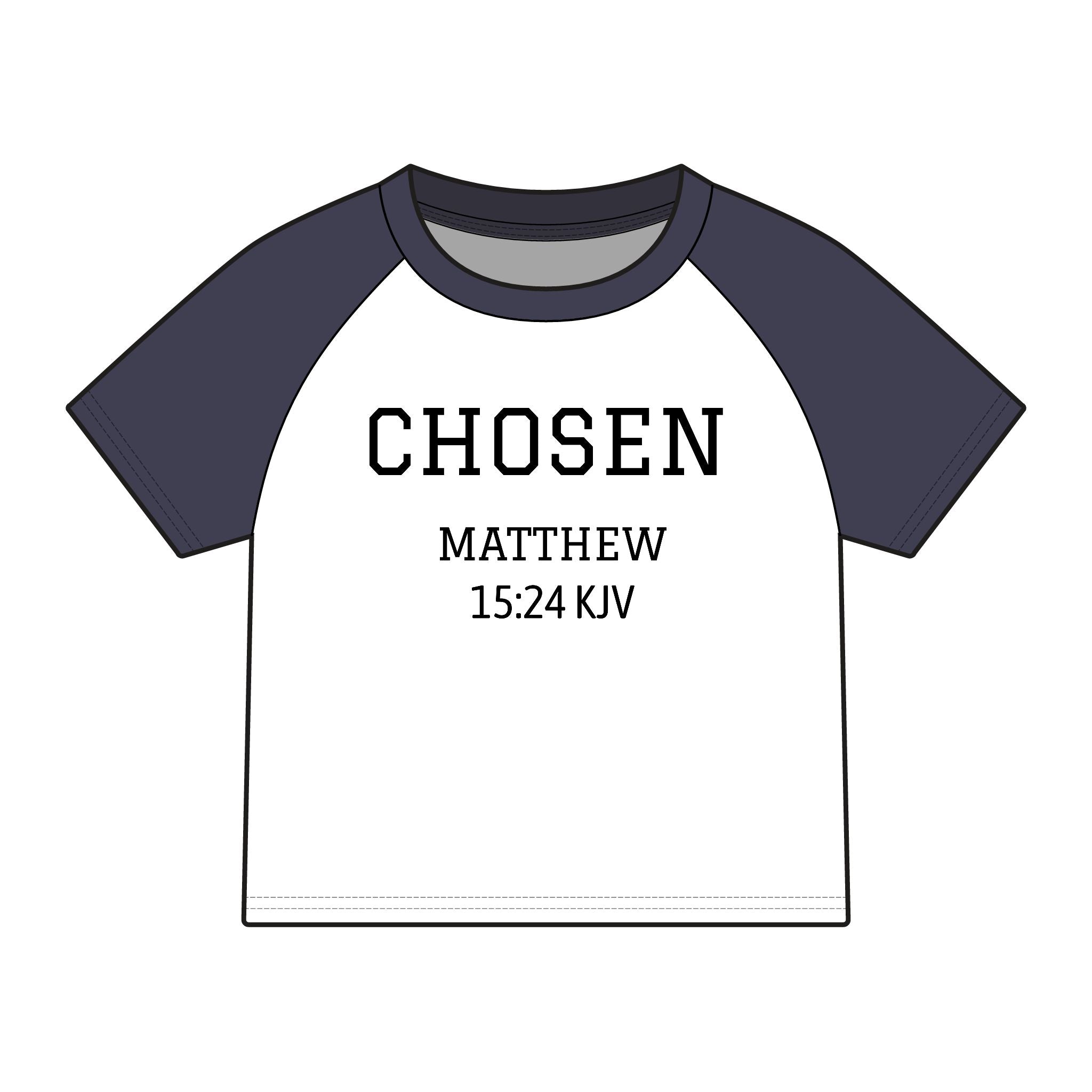 Chosen Raglan Tee — 'Chosen' Matthew 15:24 KJV Ethnic Baby Tee