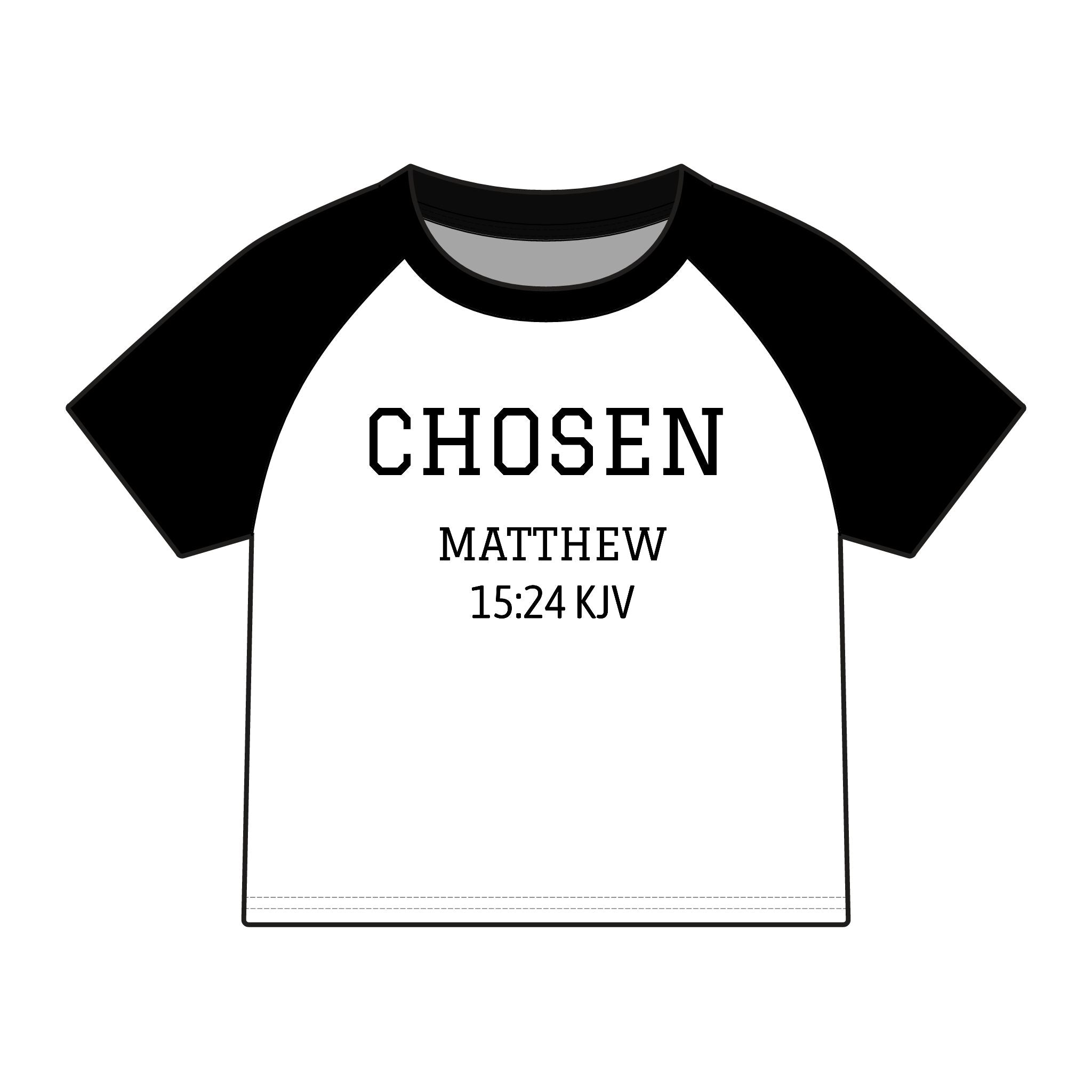 Chosen Raglan Tee — 'Chosen' Matthew 15:24 KJV Ethnic Baby Tee