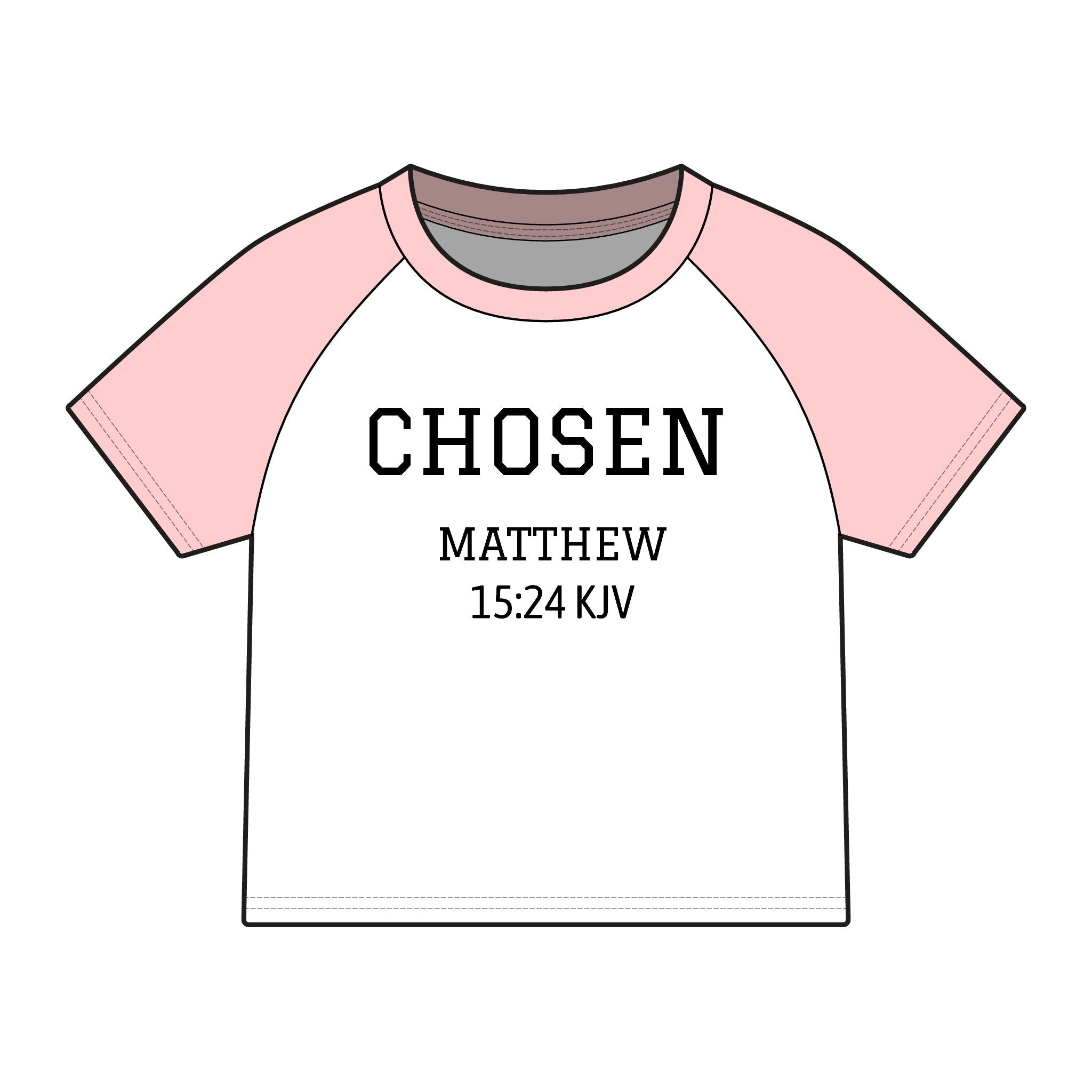 Chosen Raglan Tee — 'Chosen' Matthew 15:24 KJV Ethnic Baby Tee