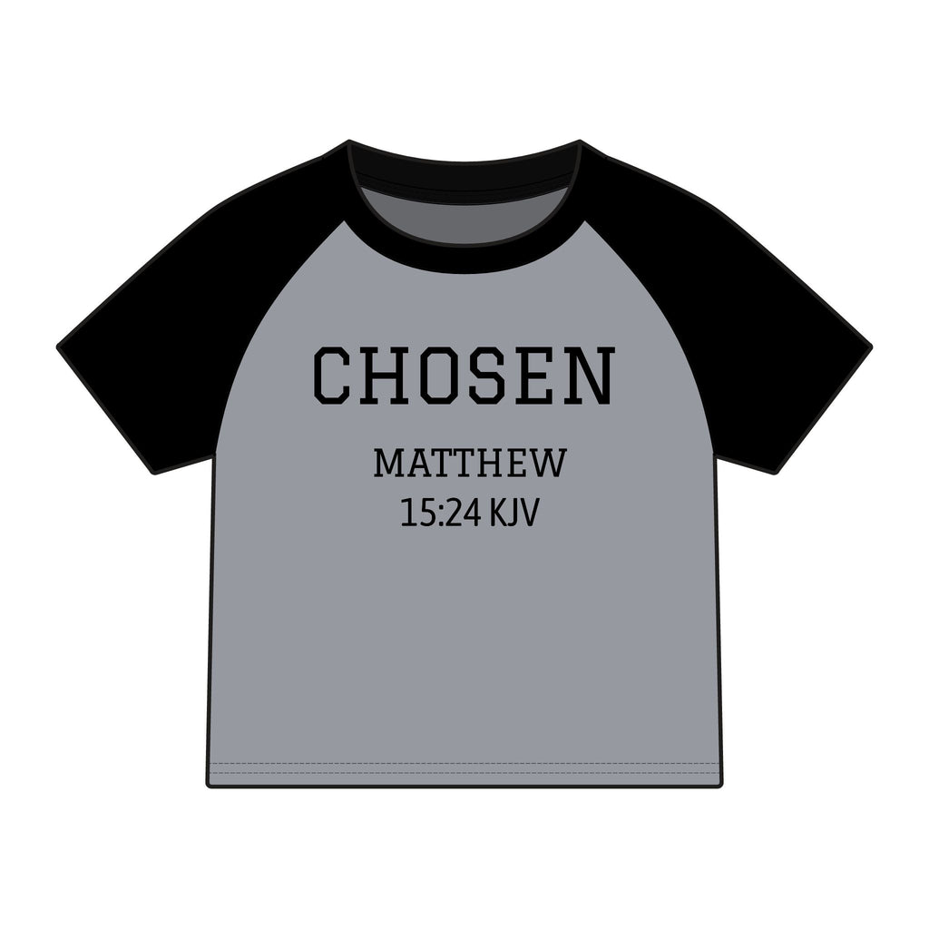 Chosen Raglan Tee — 'Chosen' Matthew 15:24 KJV Ethnic Baby Tee