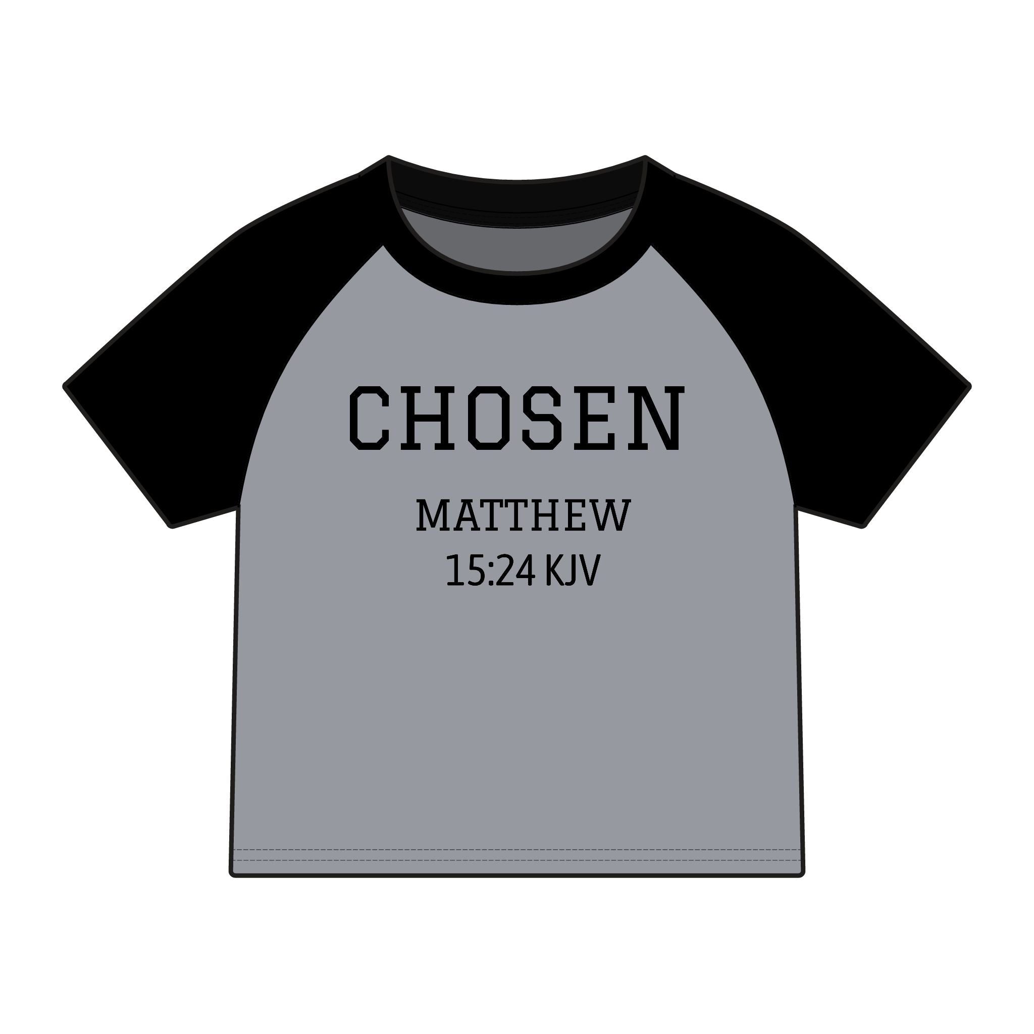 Chosen Raglan Tee — 'Chosen' Matthew 15:24 KJV Ethnic Baby Tee