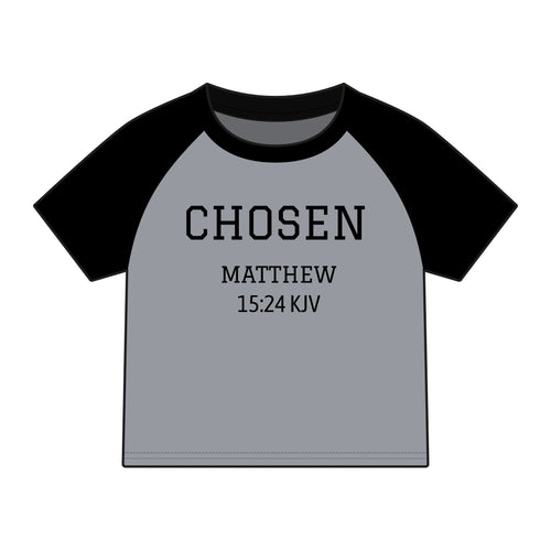 Chosen Raglan Tee — 'Chosen' Matthew 15:24 KJV Ethnic Baby Tee