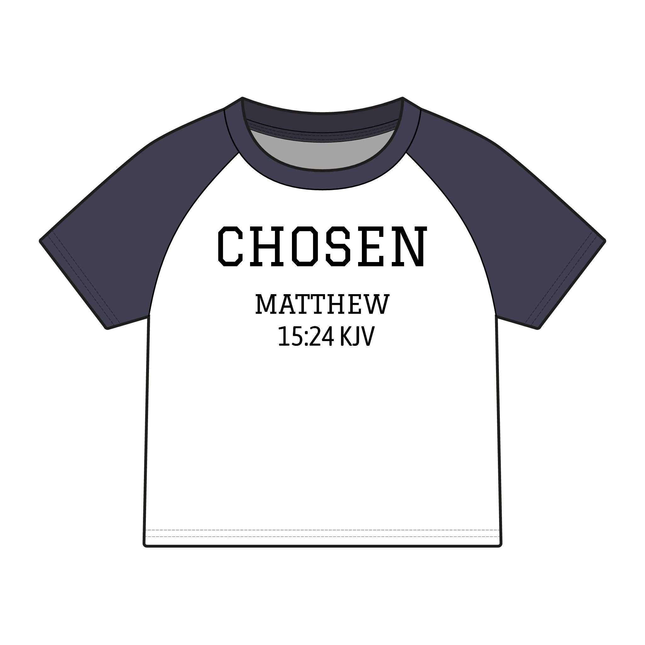 Chosen Raglan Baby Tee — "Chosen" Matthew 15:24 KJV Christian Baby Shirt