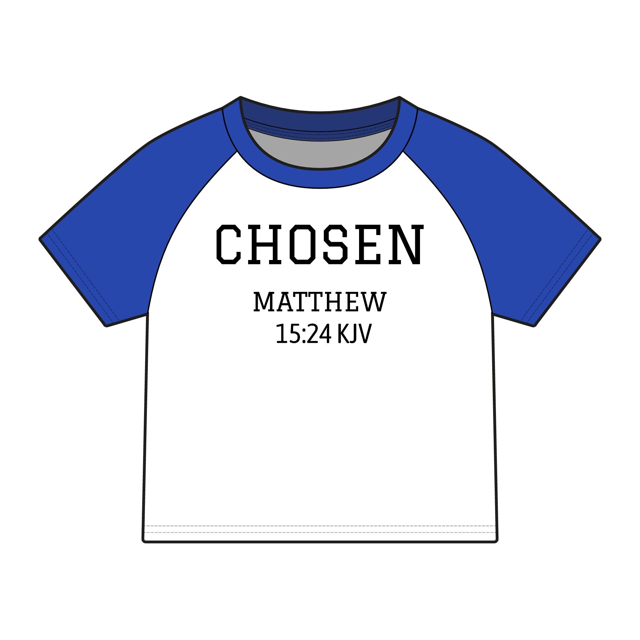 Chosen Raglan Baby Tee — "Chosen" Matthew 15:24 KJV Christian Baby Shirt