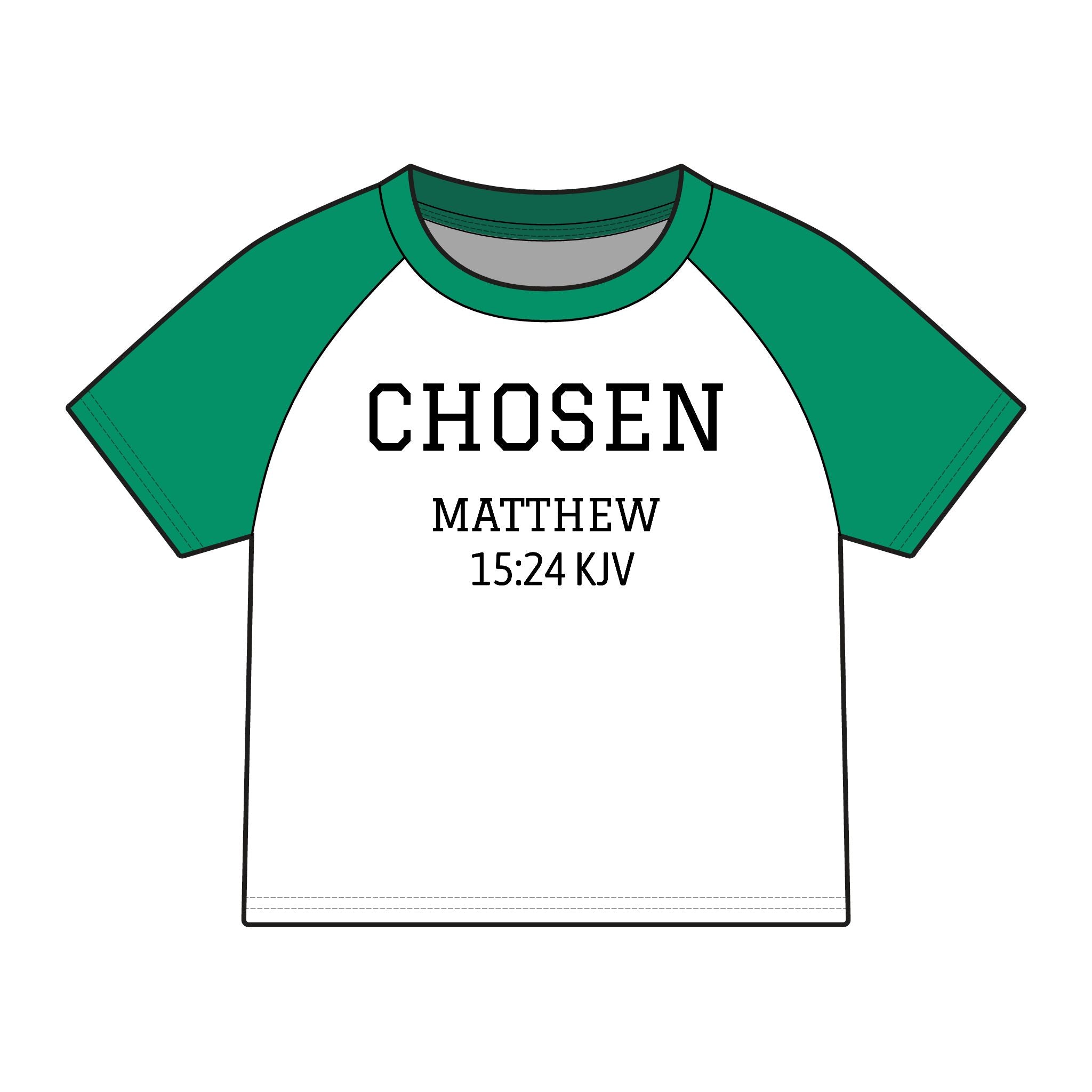 Chosen Raglan Baby Tee — "Chosen" Matthew 15:24 KJV Christian Baby Shirt