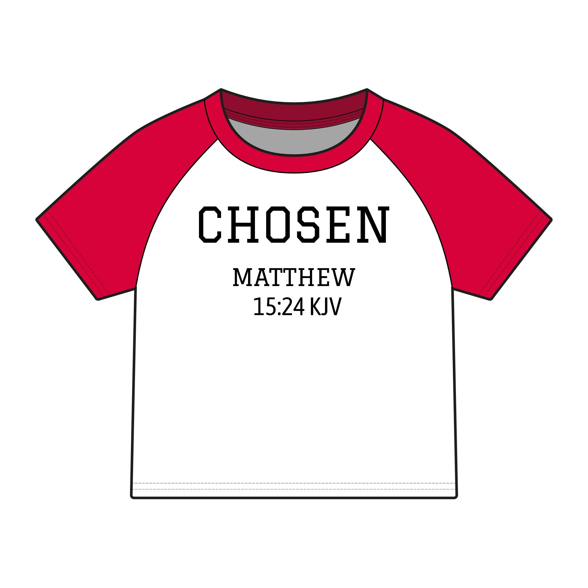 Chosen Raglan Baby Tee — "Chosen" Matthew 15:24 KJV Christian Baby Shirt