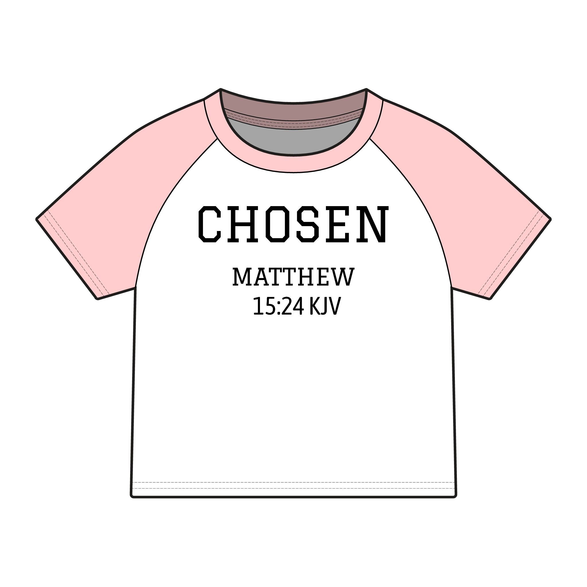 Chosen Raglan Baby Tee — "Chosen" Matthew 15:24 KJV Christian Baby Shirt