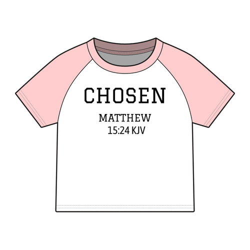Chosen Raglan Baby Tee — "Chosen" Matthew 15:24 KJV Christian Baby Shirt