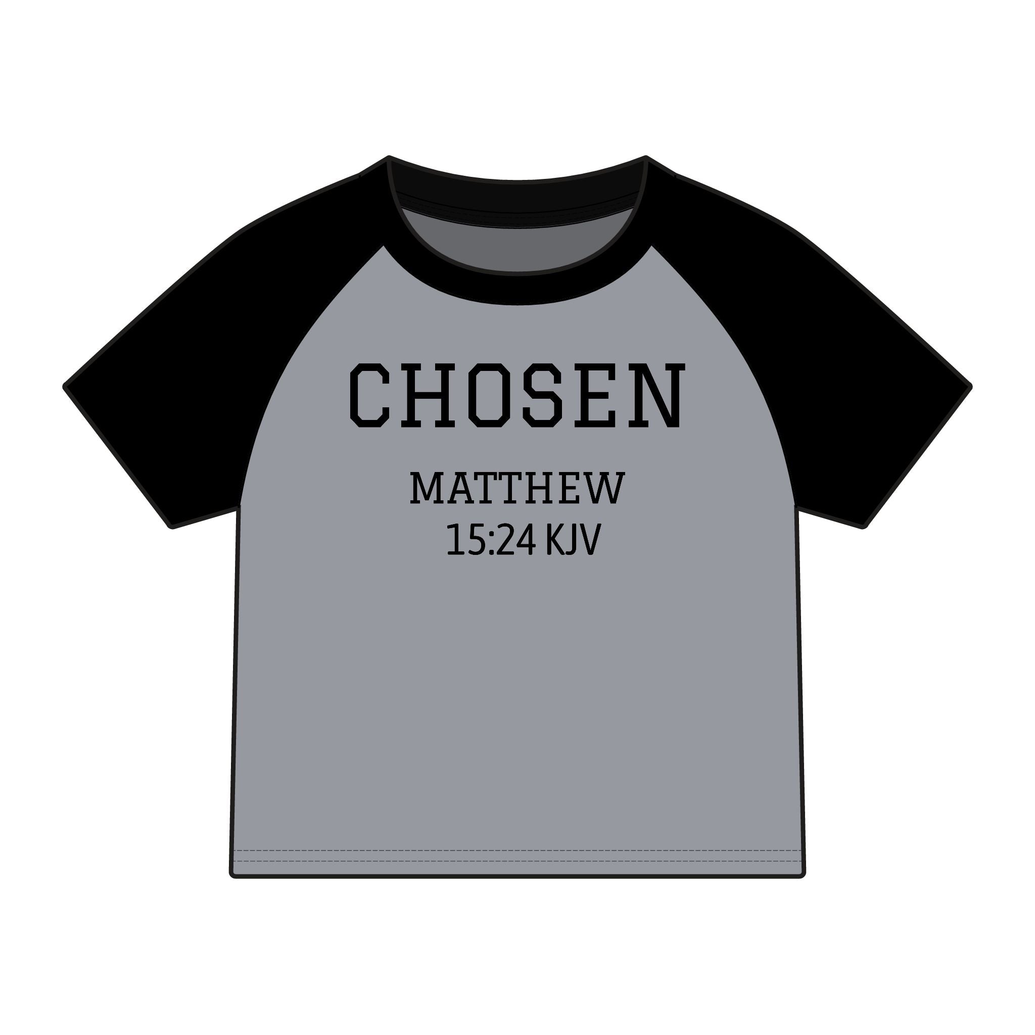 Chosen Raglan Baby Tee — "Chosen" Matthew 15:24 KJV Christian Baby Shirt