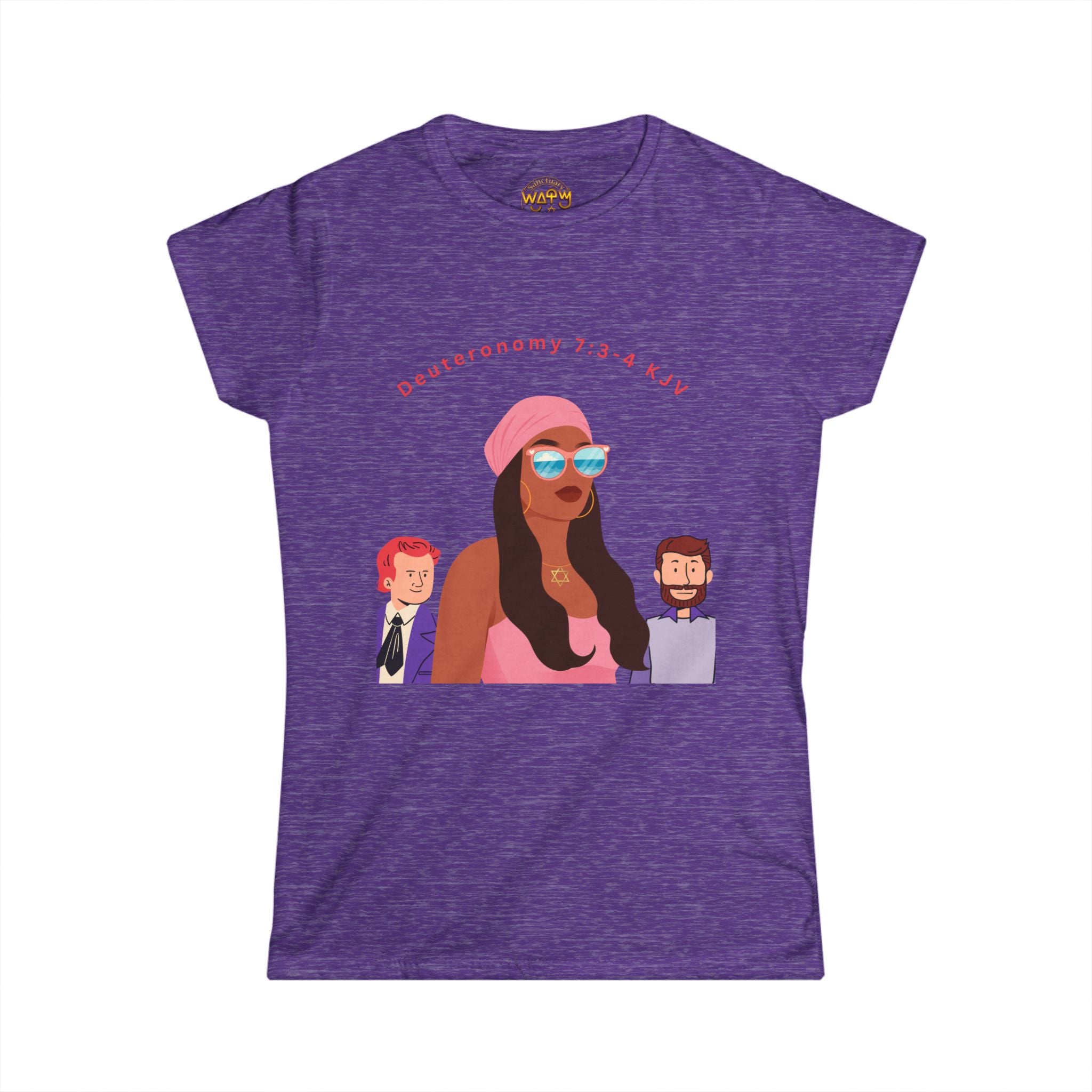 Women's Tee — 'Israelite Princess' Retro Girl Graphic T-Shirt (Pink Shield of David Back)