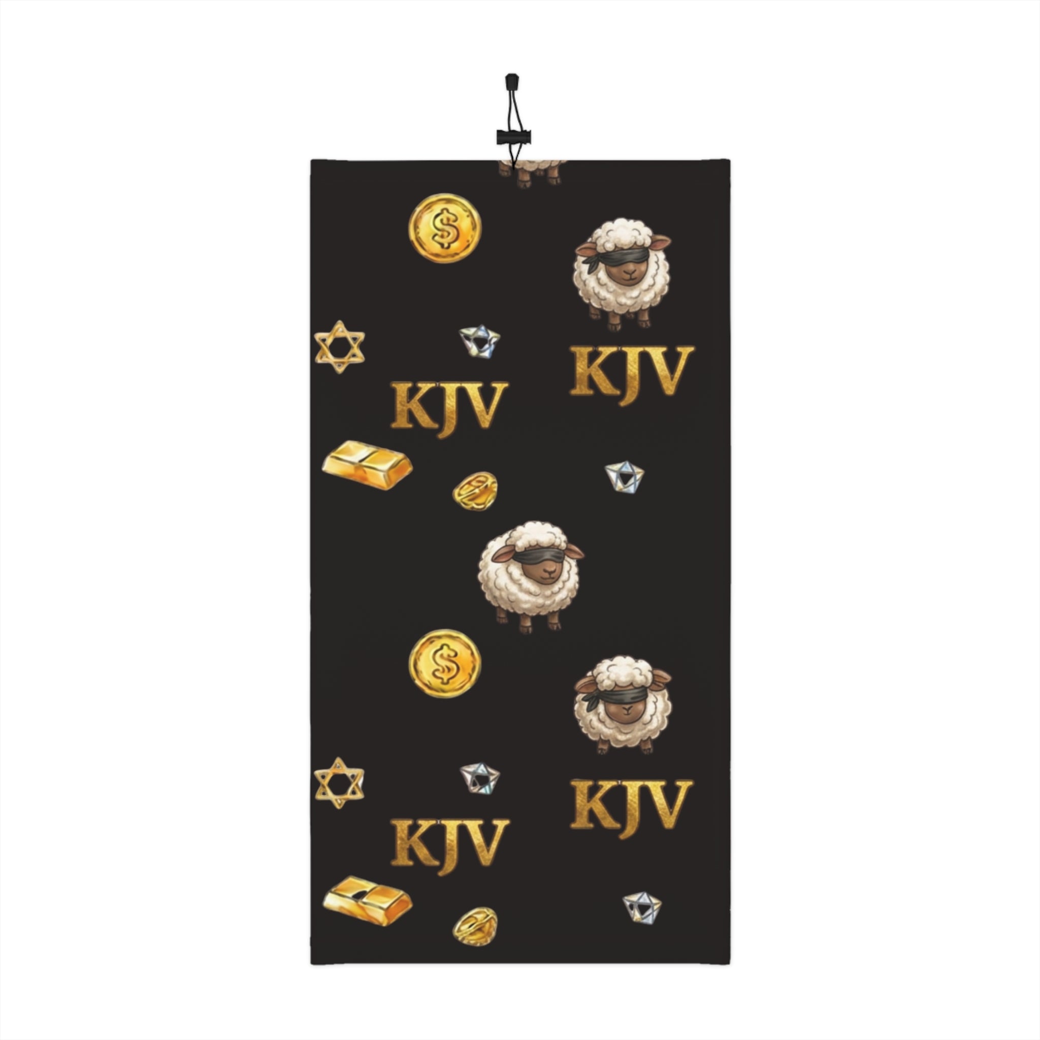 Matthew 15v24 KJV Pattern Neck Gaiter — Lost Sheep & Gold Icons Winter Scarf