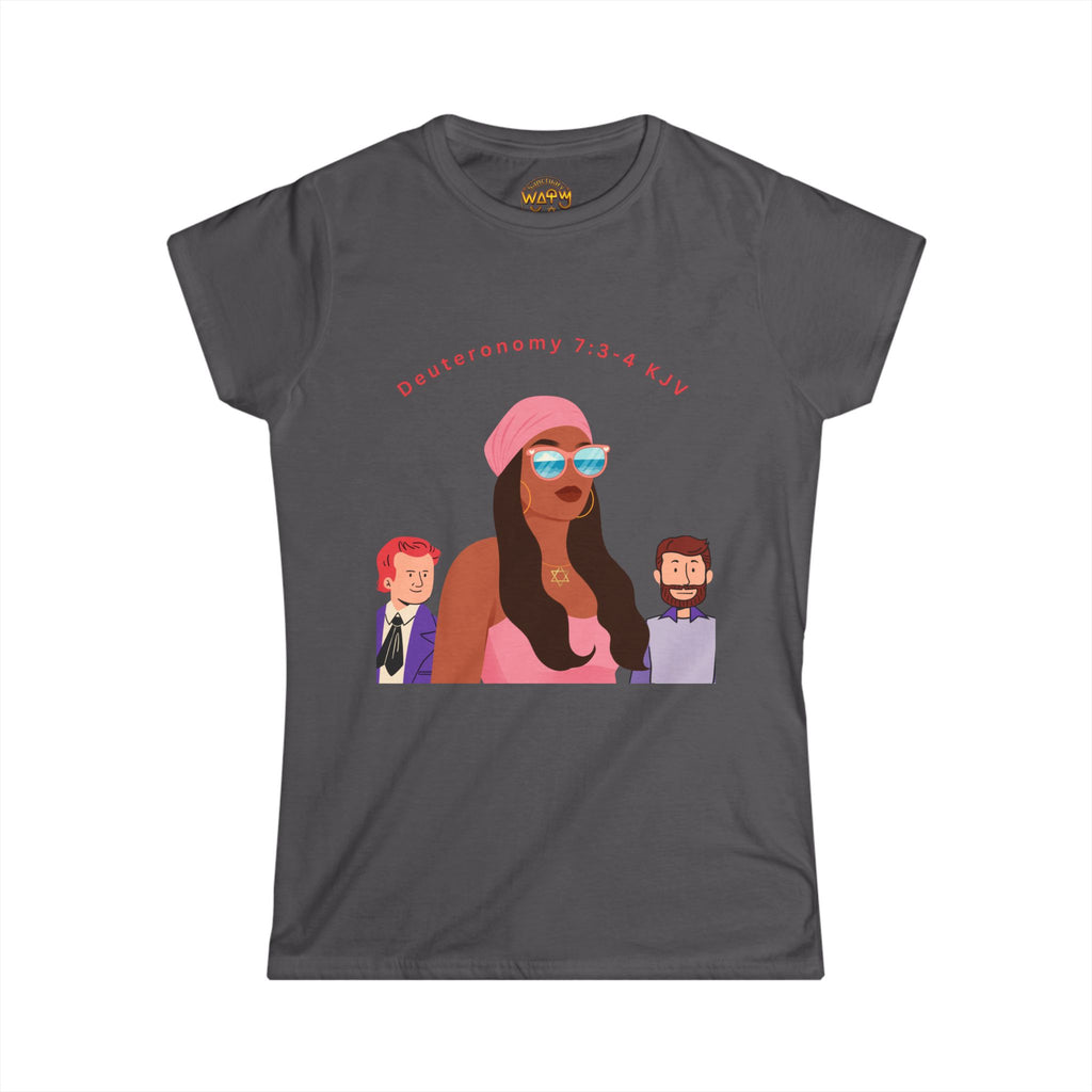 Women's Tee — 'Israelite Princess' Retro Girl Graphic T-Shirt (Pink Shield of David Back)
