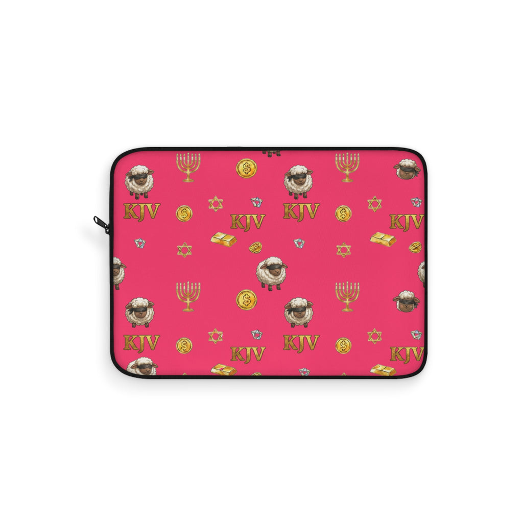Lost Sheep of the House of Israel Laptop Sleeve — Pink Revelation 2:9 KJV Manarah & Shield of David Design