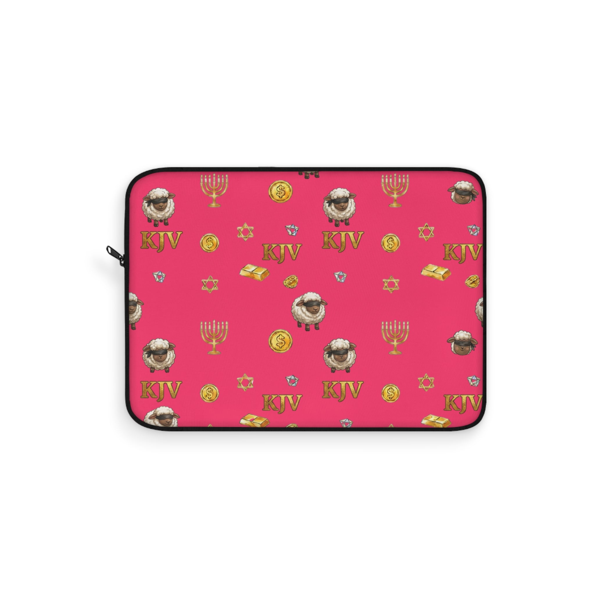Lost Sheep of the House of Israel Laptop Sleeve — Pink Revelation 2:9 KJV Manarah & Shield of David Design