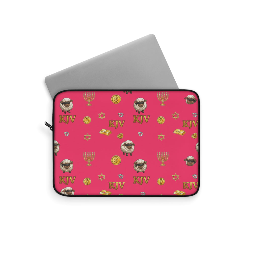 Lost Sheep of the House of Israel Laptop Sleeve — Pink Revelation 2:9 KJV Manarah & Shield of David Design