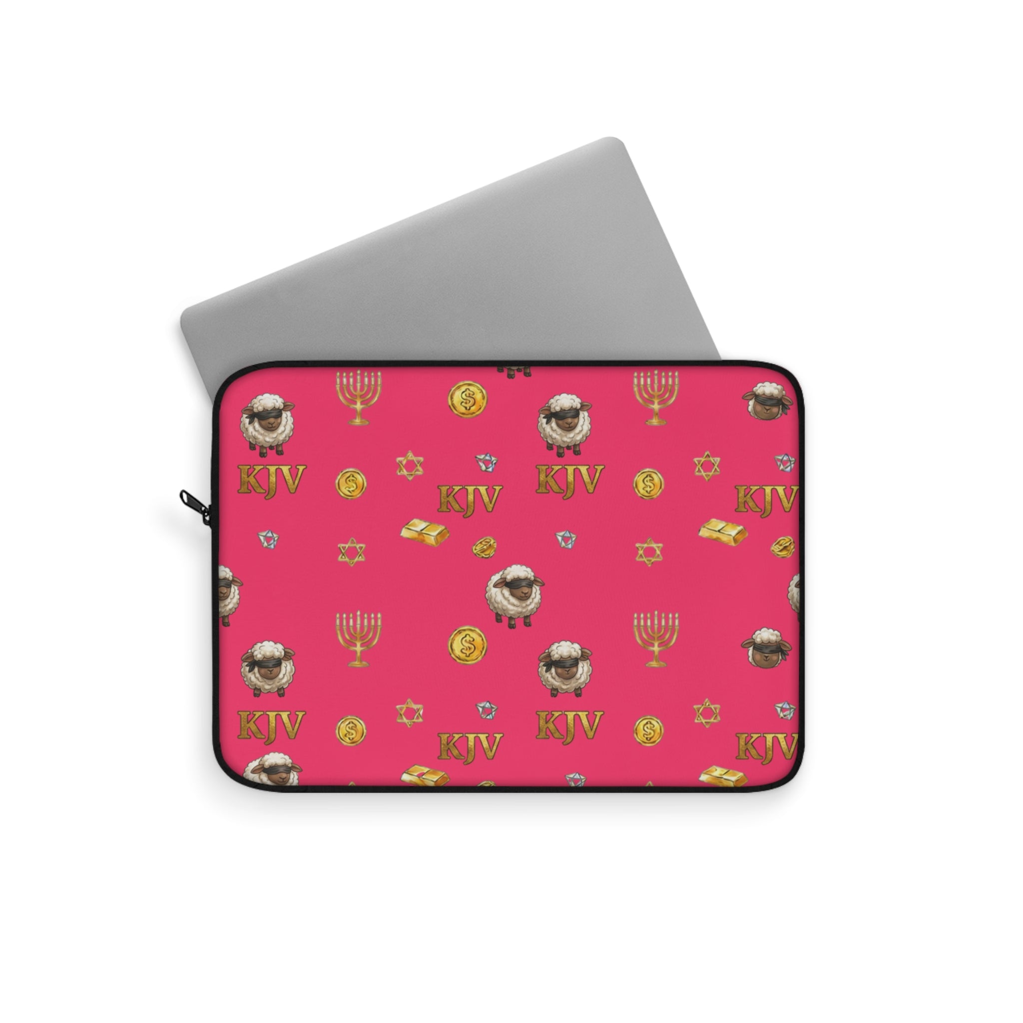 Lost Sheep of the House of Israel Laptop Sleeve — Pink Revelation 2:9 KJV Manarah & Shield of David Design