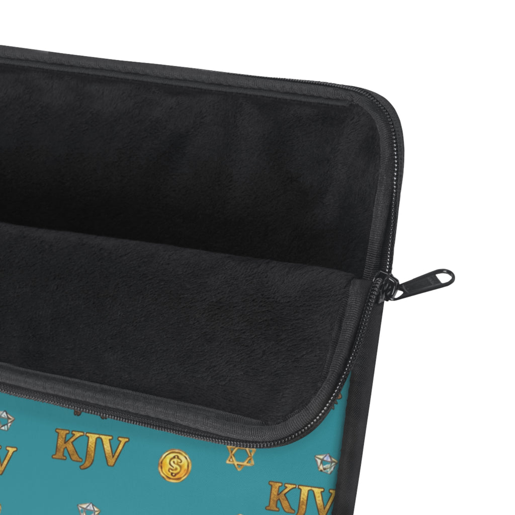 Revelation 2v9 KJV Pattern Laptop Sleeve — Teal Manarah & Sheep Design