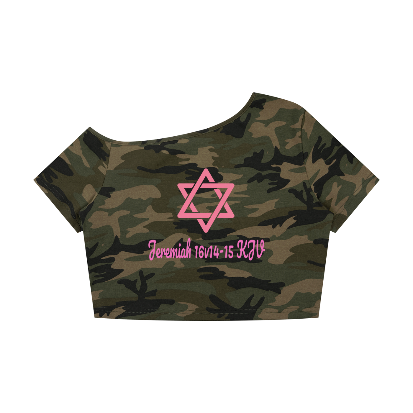 Women's Camo Off-Shoulder Crop T-Shirt